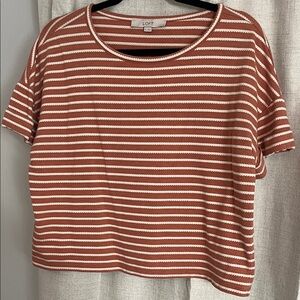 LOFT Striped Short Sleeve Cropped Tee